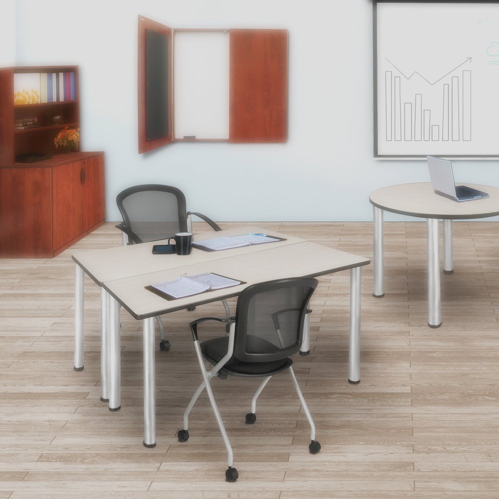 48 x 24 in. Training Seminar Table- Maple Top, Chrome Legs
