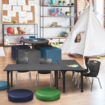 48x30 Mobile Adjustable Classroom Table- Grey & 2 Andy 12 Stack Chairs- Black