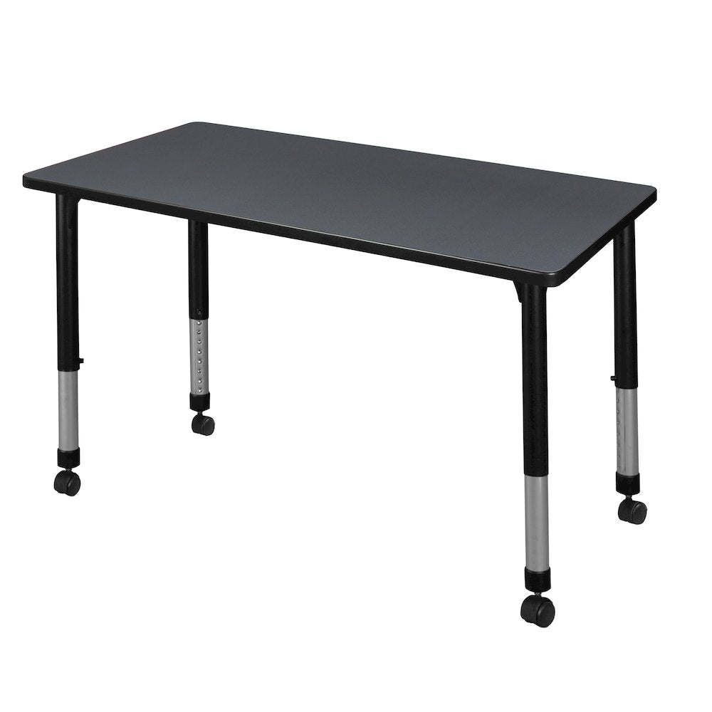 48 x 30 in. Height Adjustable Mobile  Classroom Activity Table- Grey