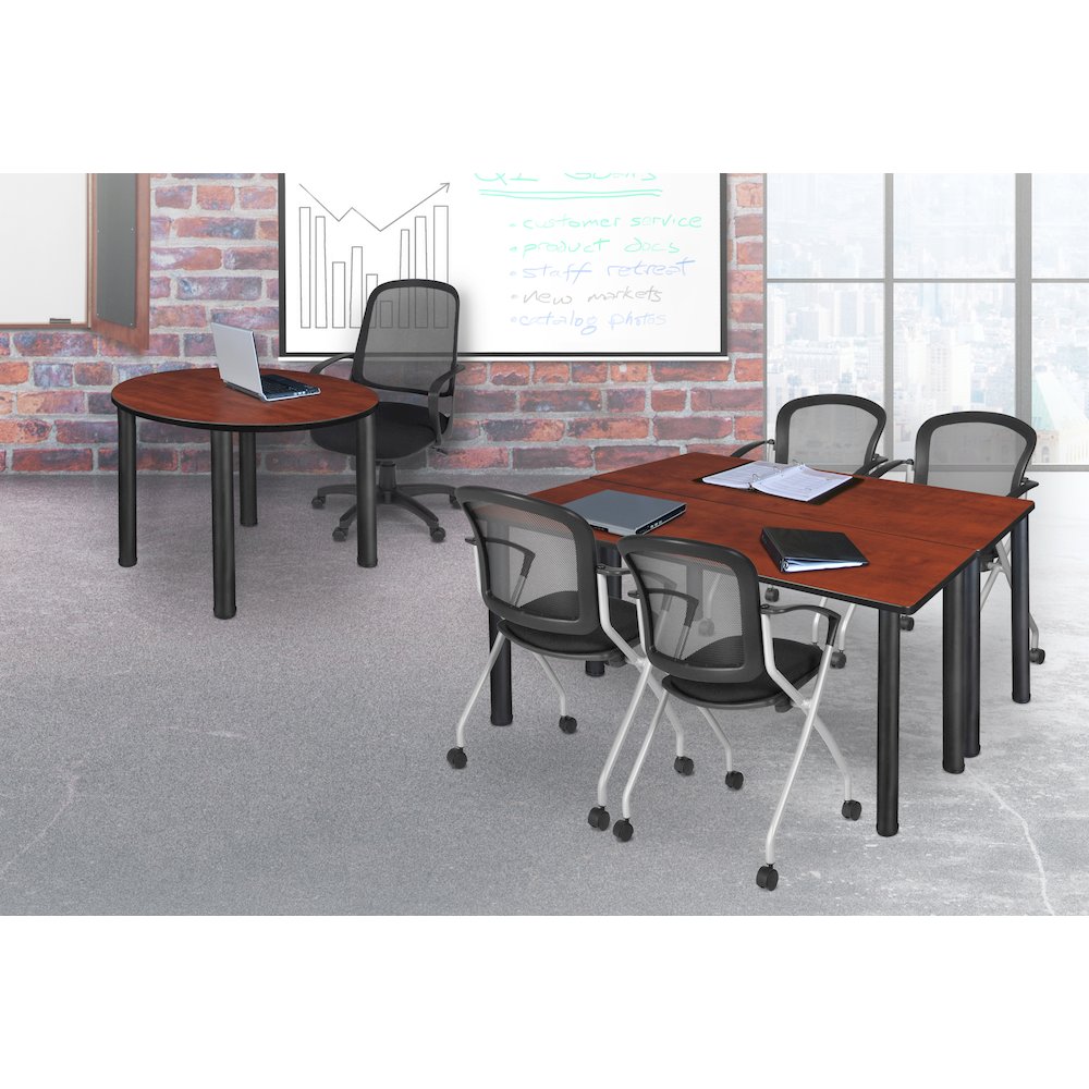 60 x 24 in. Training Table- Cherry Top, Black Legs & 2 Cadence Nesting Chairs