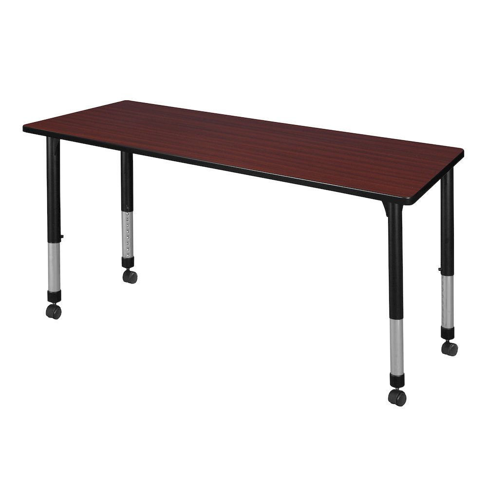 60 x 24 in. Height Adjustable Mobile Classroom Activity Table- Mahogany