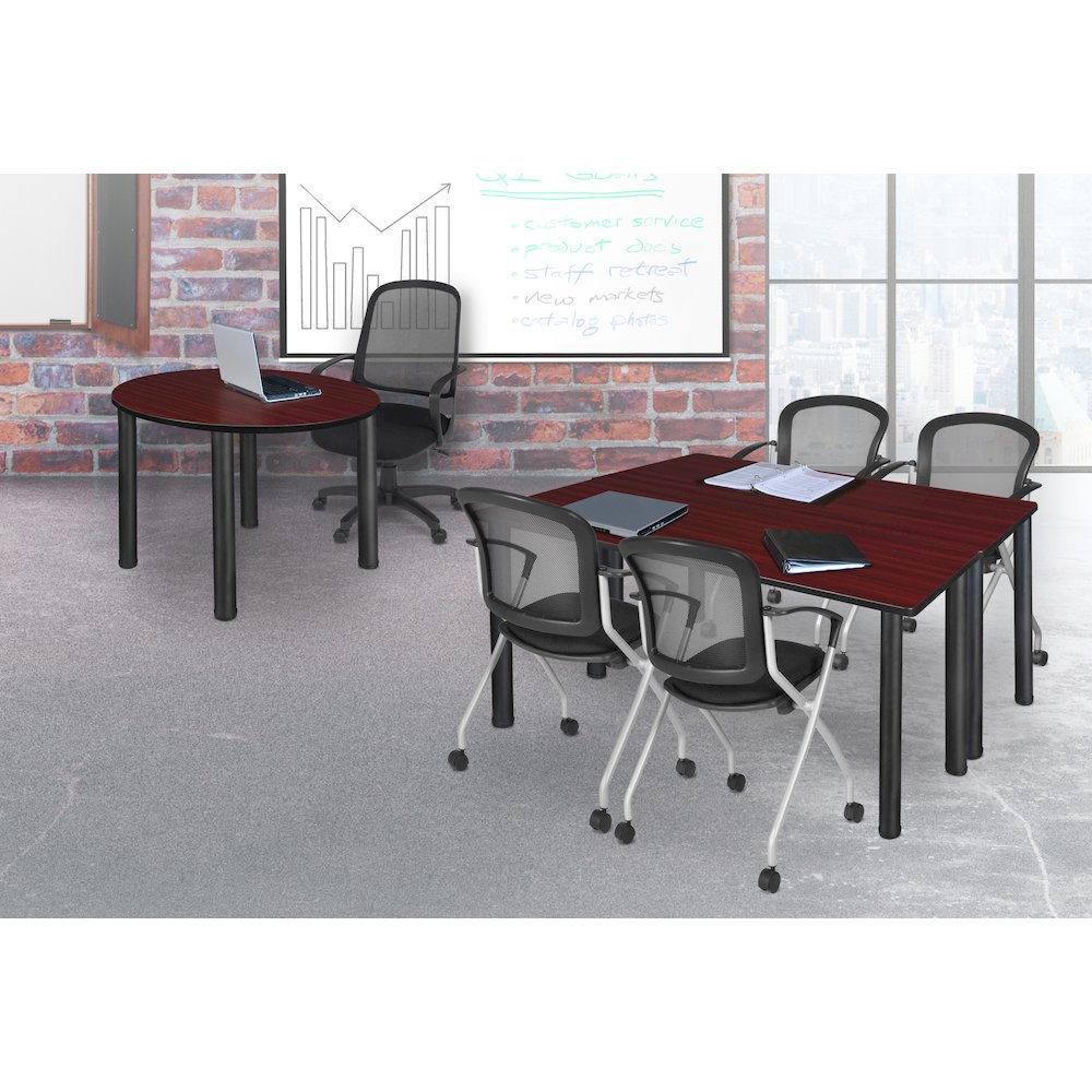 60 x 24 in. Training Seminar Table- Mahogany Top, Black Legs