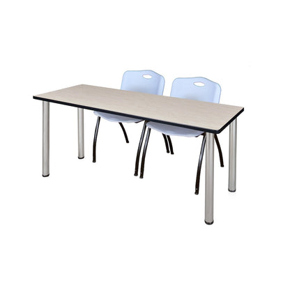 60 x 24 in. Training Table- Maple Top, Chrome Legs & 2 M Stack Chairs- Grey