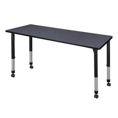 60 x 30 in. Height Adjustable Mobile Classroom Activity Table- Grey