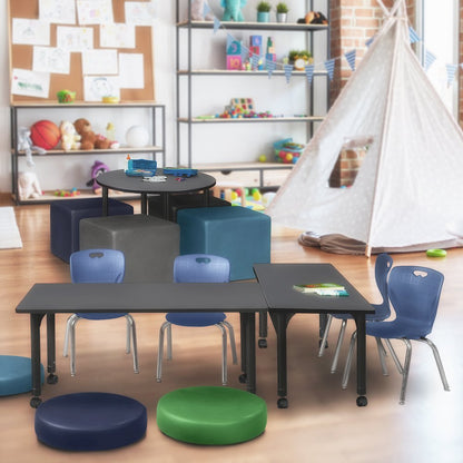 60 x 30 in. Height Adjustable Mobile Classroom Activity Table- Grey