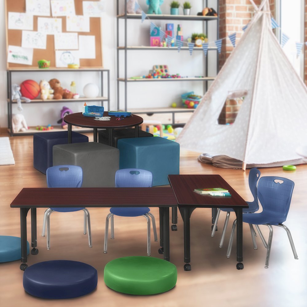 60 x 30 in. Height Adjustable Mobie Classroom Activity Table- Mahogany