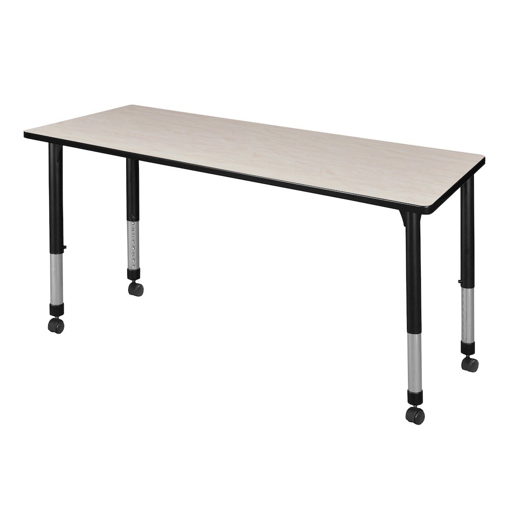 60 x 30 in. Height Adjustable Mobile Classroom Activity Table- Maple