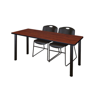 66 x 24 in. Training Table- Cherry Top, Black Legs & 2 Zeng Chairs- Black