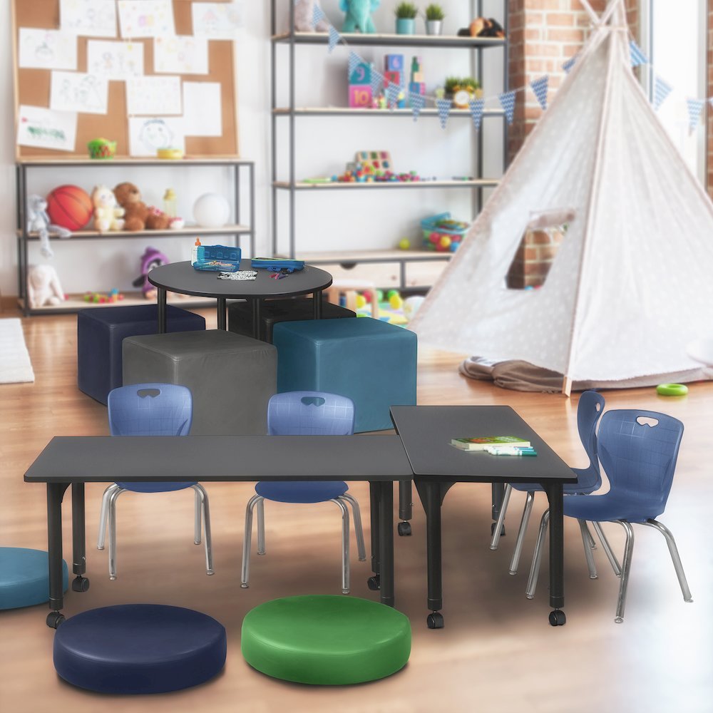 66 x 24 in. Height Adjustable Mobile Classroom Activity Table- Grey