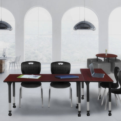 66x24 Mobile Classroom Table- Mahogany & 2 Andy 18 Stack Chairs- Black