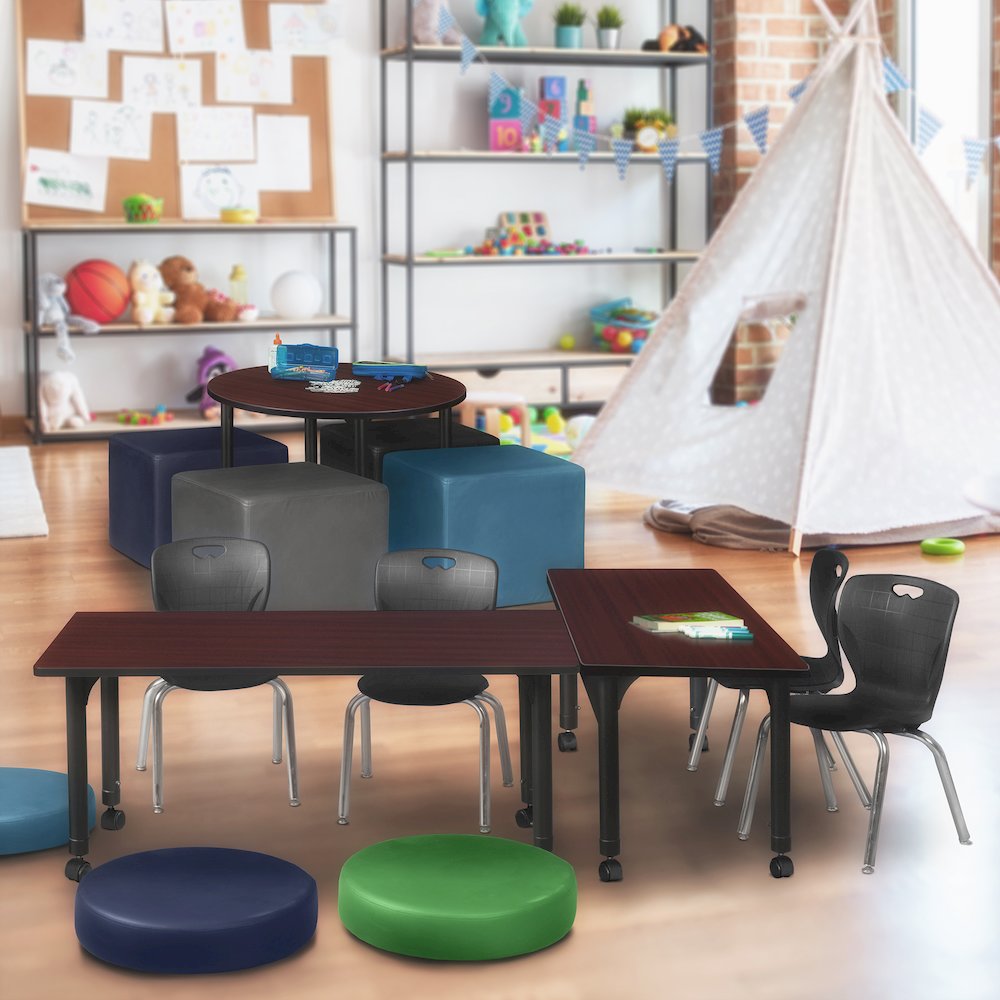 66 x 24 in. Height Adjustable Mobile Classroom Activity Table- Mahogany