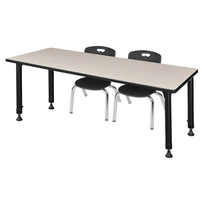 66x30 in. Adjustable Classroom Table- Maple & 2 Andy 12 in. Stack Chairs- Black