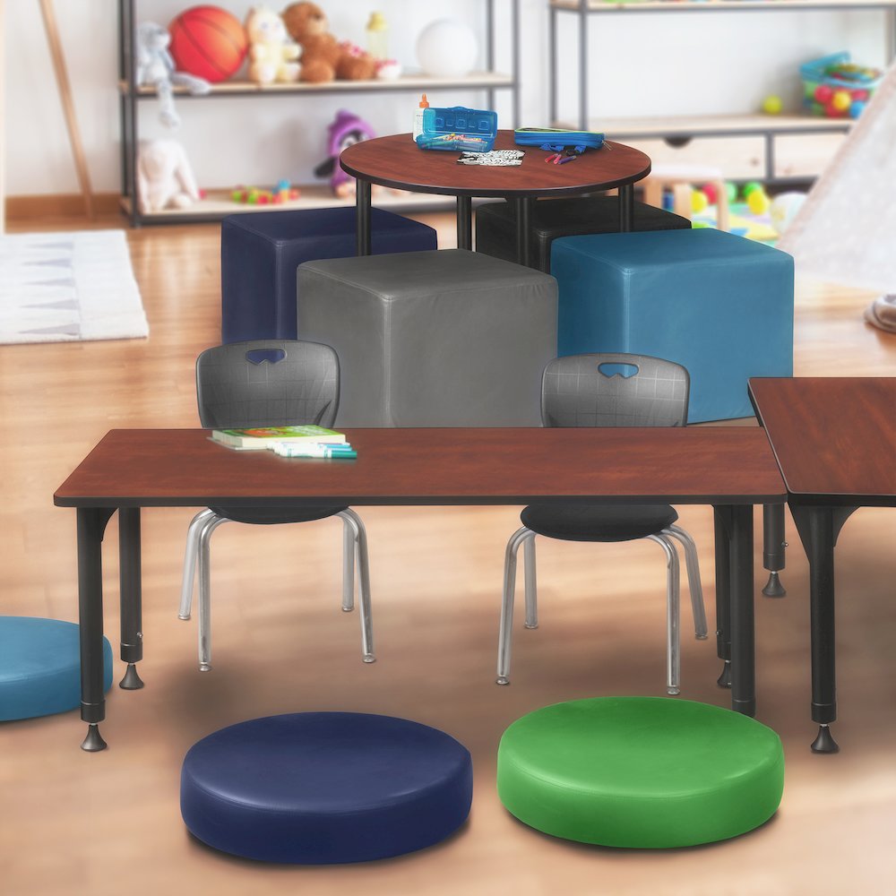 72x24 in. Adjustable Classroom Table- Cherry & 2 Andy 12 in. Stack Chairs- Black