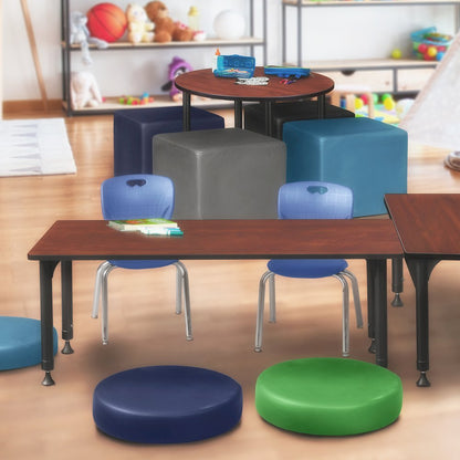 72x24 in. Adjustable Classroom Table- Cherry & 2 Andy 12 in. Stack Chairs- Blue