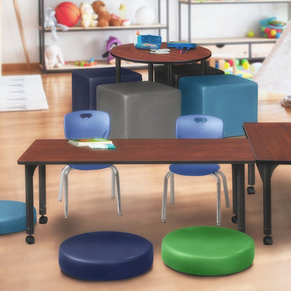 72x24 Mobile Adjustable Classroom Table- Cherry & 2 Andy 12 Stack Chairs- Blue