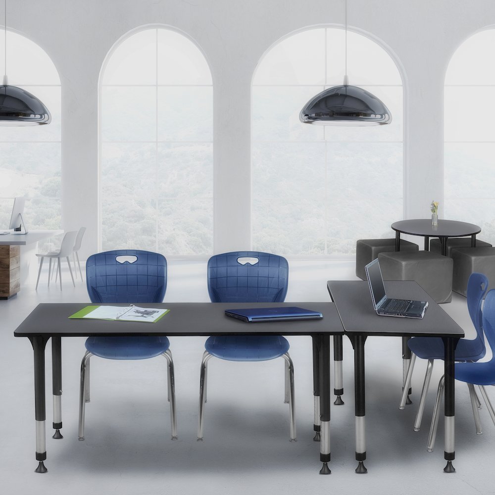 72 x 24 in. Height Adjustable Classroom Activity Table- Grey