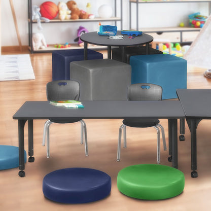 72x24 Mobile Adjustable Classroom Table- Grey & 2 Andy 12 Stack Chairs- Black