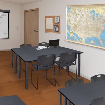 72 x 24 in. Training Table- Grey Top, Black Legs & 2 Zeng Chairs- Black