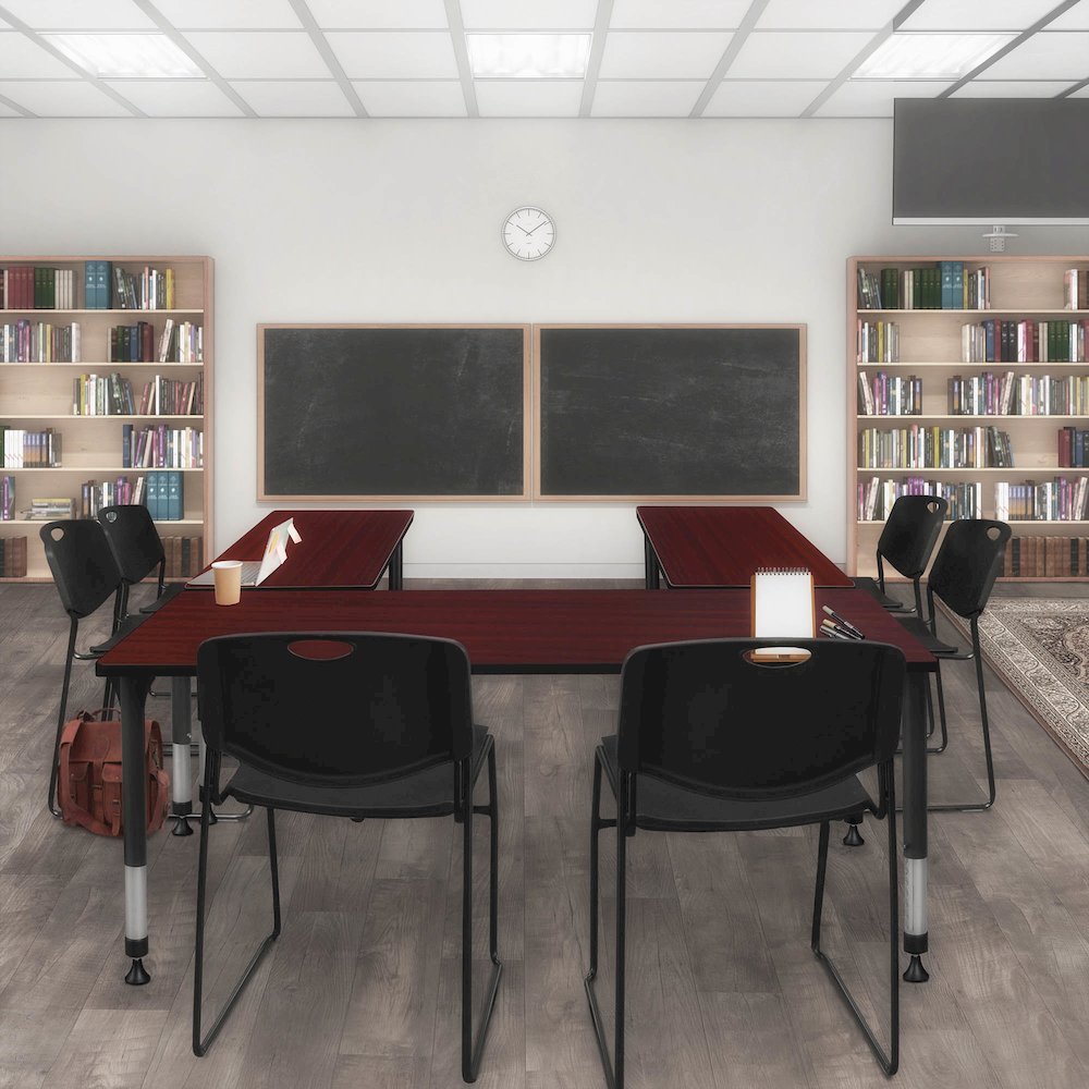 72 x 24 in. Height Adjustable Classroom Activity Table- Mahogany