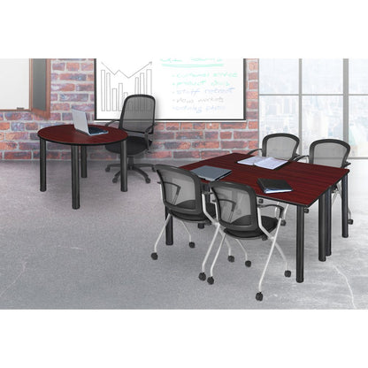 72 x 24 in. Training Seminar Table- Mahogany Top, Black Legs