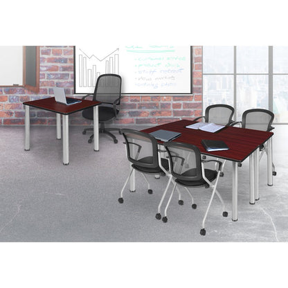 72 x 24 in. Training Seminar Table- Mahogany Top, Chrome Legs