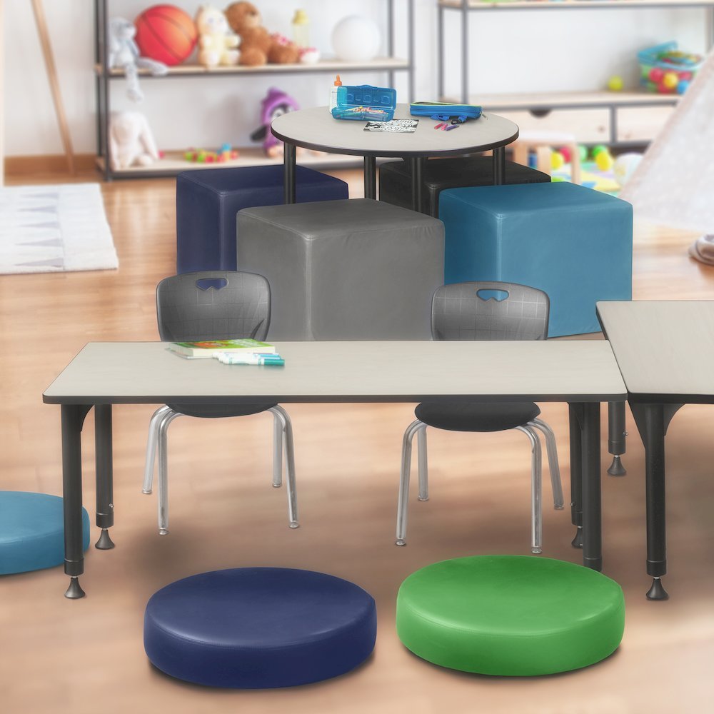72x24 in. Adjustable Classroom Table- Maple & 2 Andy 12 in. Stack Chairs- Black