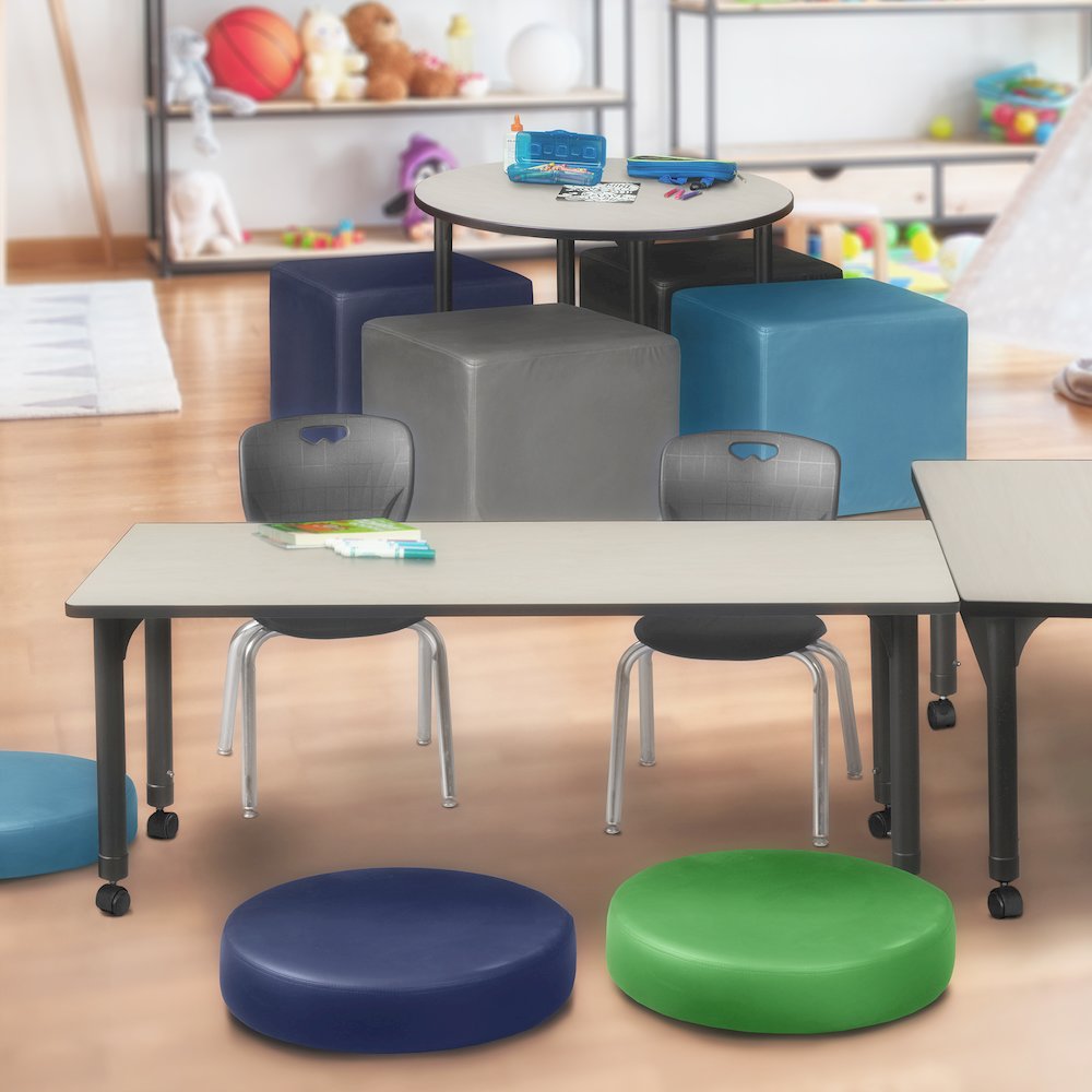 72x24 Mobile Adjustable Classroom Table- Maple & 2 Andy 12 Stack Chairs- Black