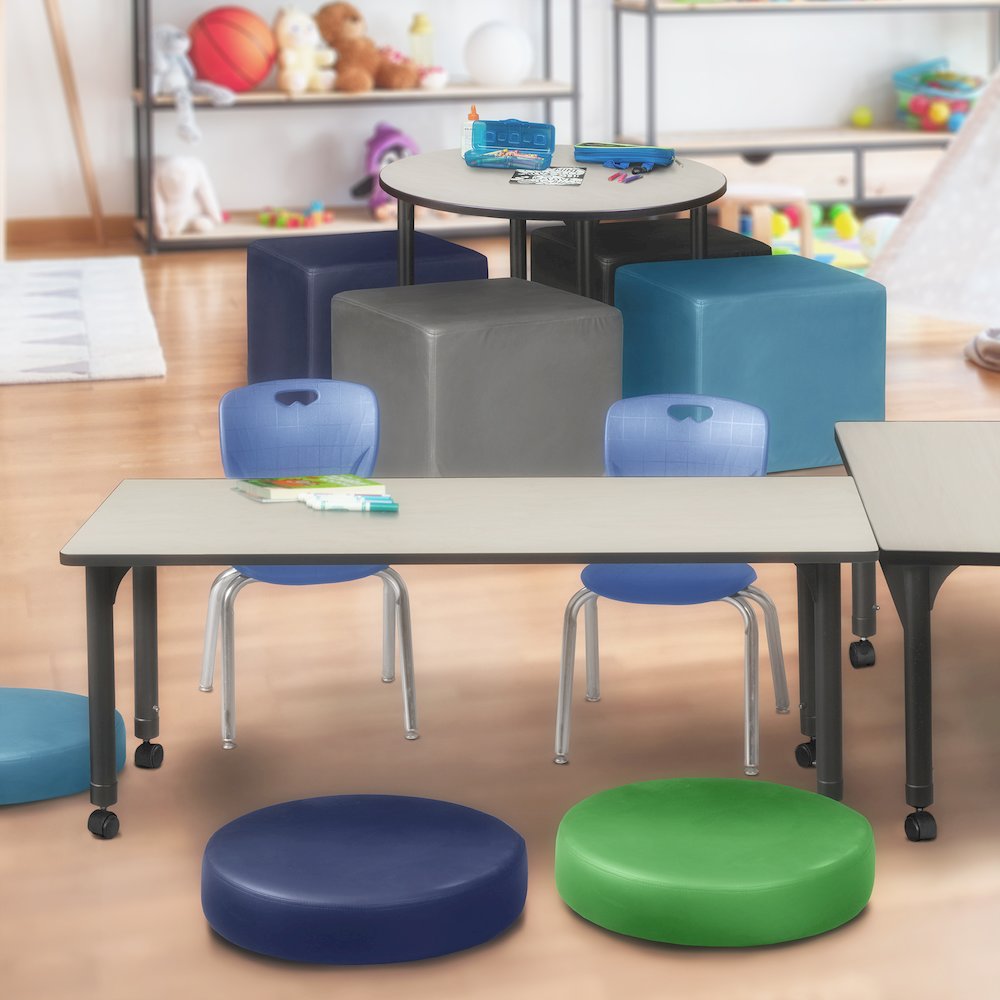 72x24 Mobile Adjustable Classroom Table- Maple & 2 Andy 12 Stack Chairs- Blue