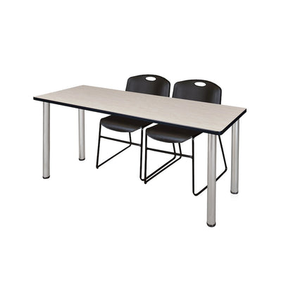72 x 24 in. Training Table- Maple Top, Chrome Legs & 2 Zeng Chairs- Black