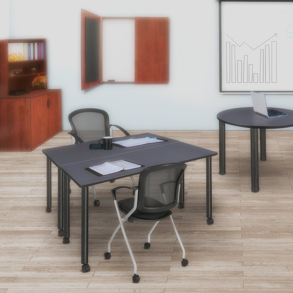 42 x 24 in. Mobile Training Seminar Table- Grey Top, Black Legs
