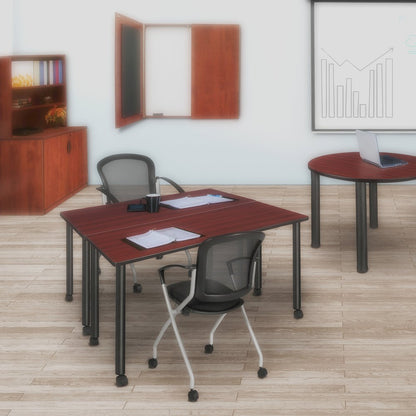 42 x 24 in. Mobile Training Seminar Table- Mahogany Top, Black Legs