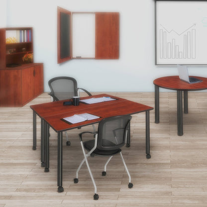 48 x 24 in. Mobile Training Seminar Table- Cherry Top, Black Legs
