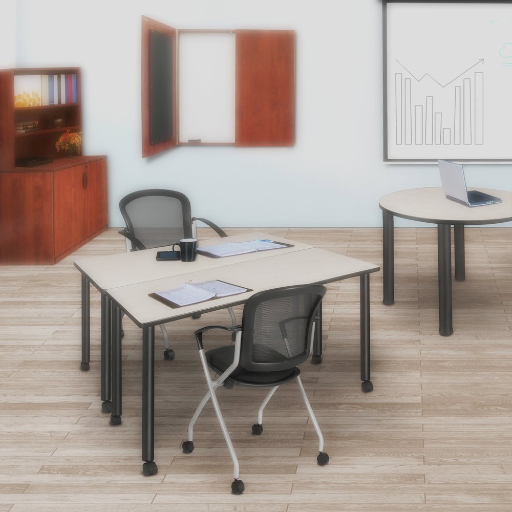 48 x 24 in. Mobile Training Seminar Table- Maple Top, Black Legs