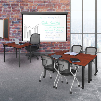72 x 24 in. Mobile Training Seminar Table- Cherry Top, Black Legs