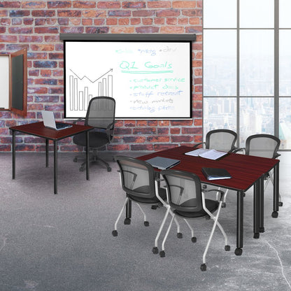 72 x 24 in. Mobile Training Seminar Table- Mahogany Top, Black Legs