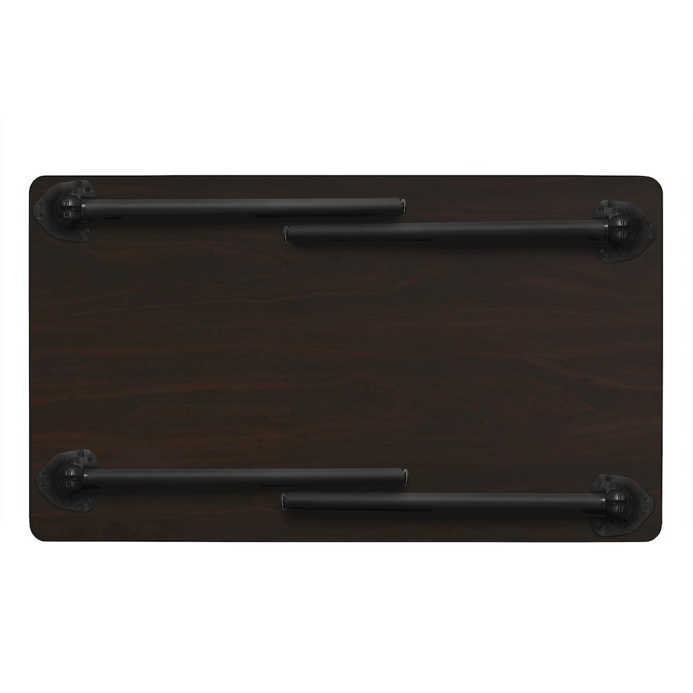 48 x 24 in. Folding Training Seminar Table- Mahogany Top, Black Legs