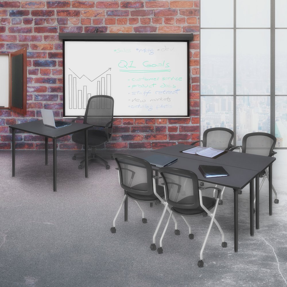 60 x 24 in. Folding Training Seminar Table- Grey Top, Black Legs