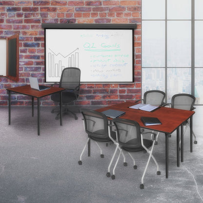 66 x 24 in. Folding Training Seminar Table- Cherry Top, Black Legs