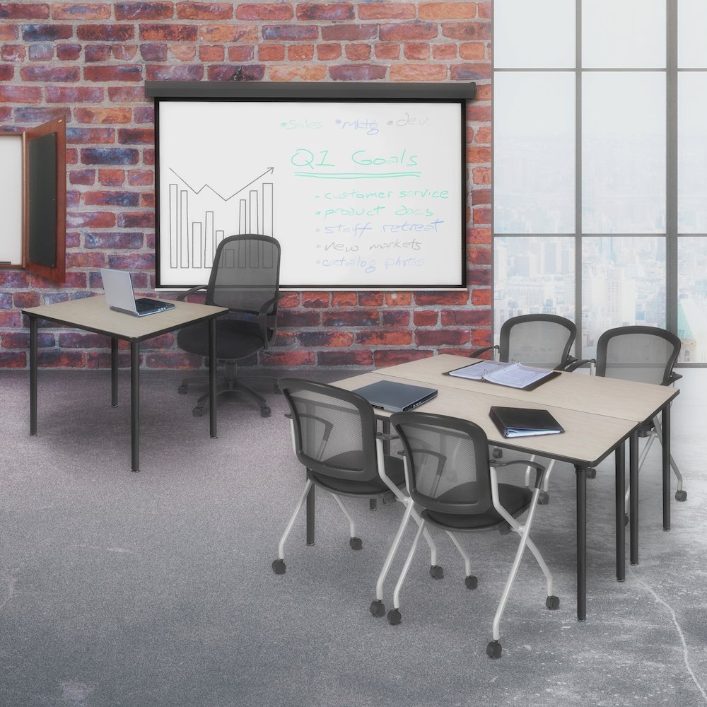 66 x 24 in. Folding Training Seminar Table- Maple Top, Black Legs