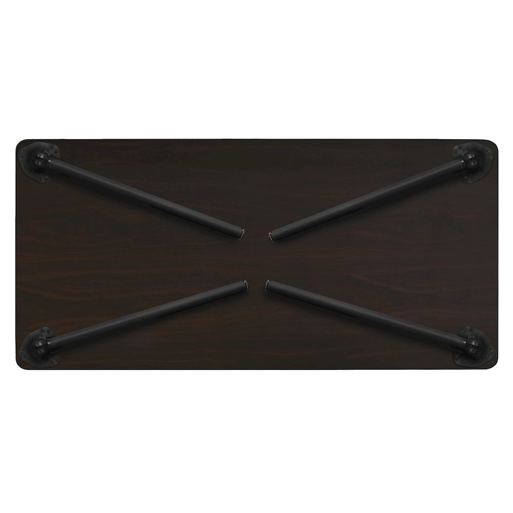 72 x 24 in. Folding Training Seminar Table- Mahogany Top, Black Legs