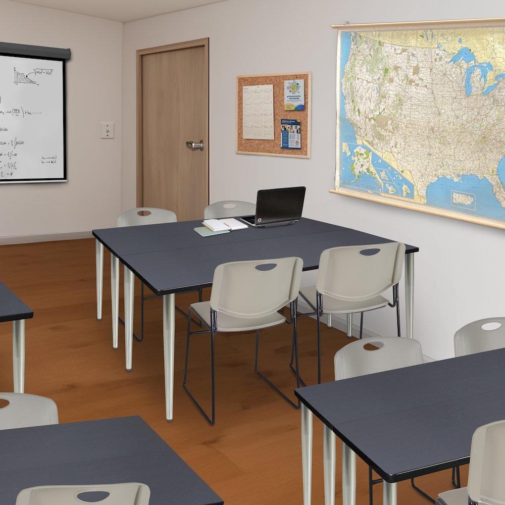 48 x 24 in. Training Seminar Table- Grey Top, Chrome Tapered Legs