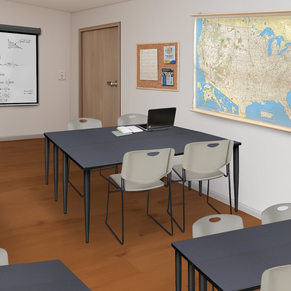 60 x 24 in. Training Seminar Table- Grey Top, Black Tapered Legs
