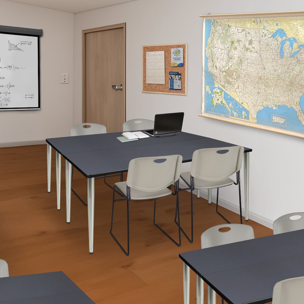 60 x 24 in. Training Seminar Table- Grey Top, Chrome Tapered Legs