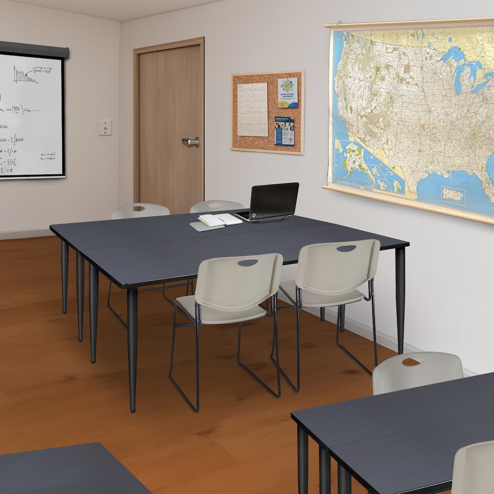 72 x 24 in. Training Seminar Table- Grey Top, Black Tapered Legs
