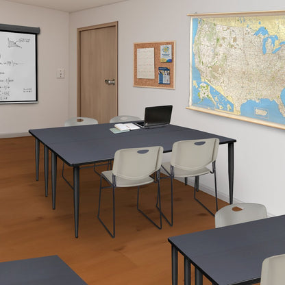 72 x 24 in. Training Seminar Table- Grey Top, Black Tapered Legs