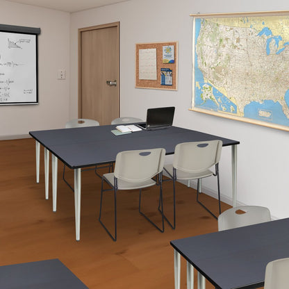 72 x 24 in. Training Seminar Table- Grey Top, Chrome Tapered Legs