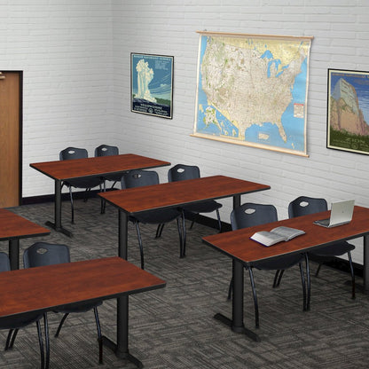 48 x 24 in. T-Base Training Seminar Table- Cherry & 2 M Stack Chairs- Black