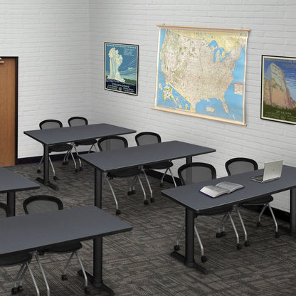 48 x 24 in. T-Base Training Seminar Table- Grey & 2 Cadence Nesting Chairs