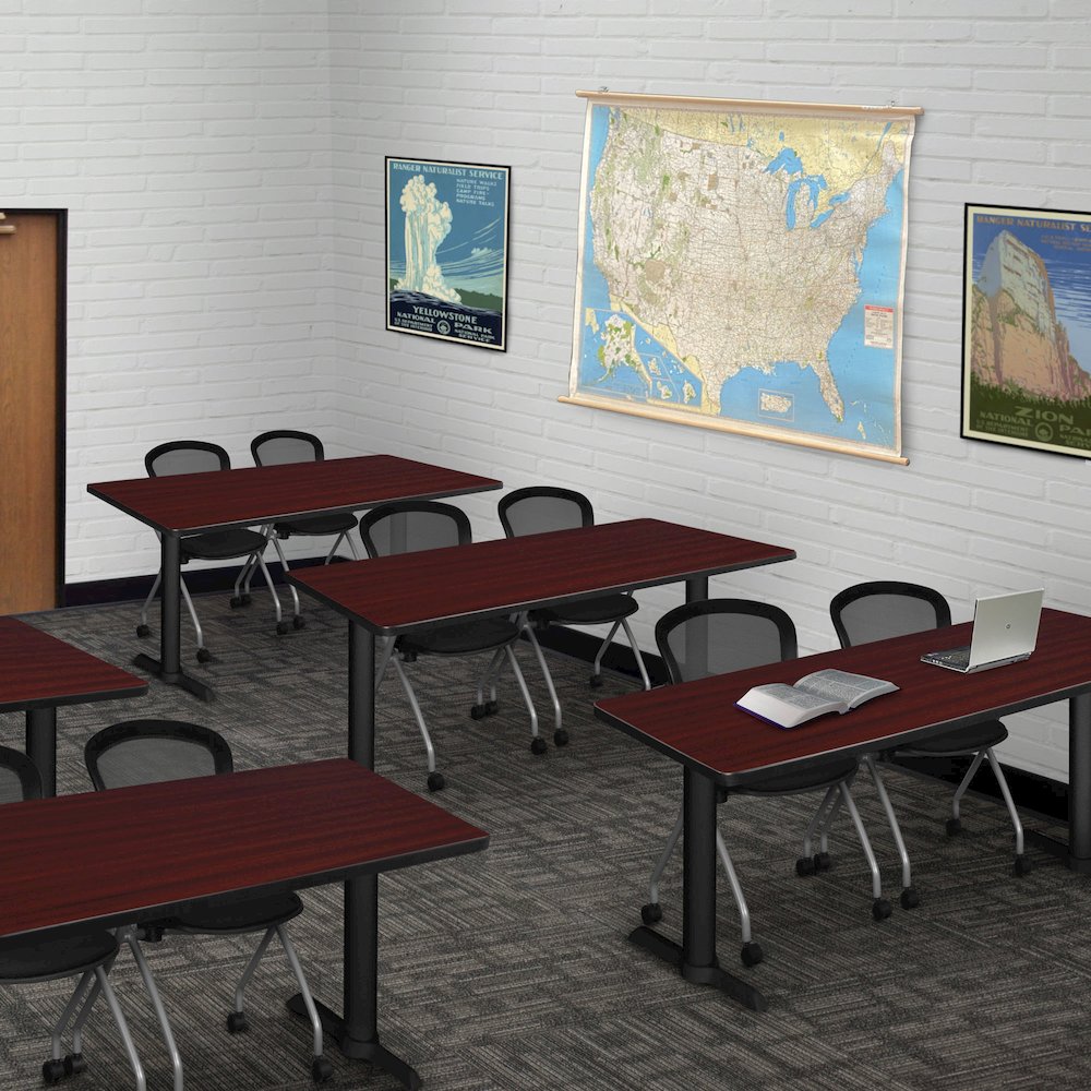 42 x 24 in. Steel T-Base Training Seminar Table- Mahogany