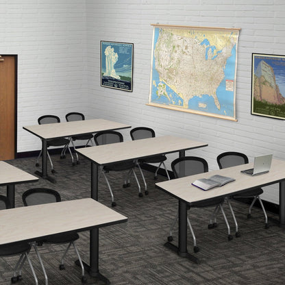 48 x 24 in. T-Base Training Seminar Table- Maple & 2 Cadence Nesting Chairs
